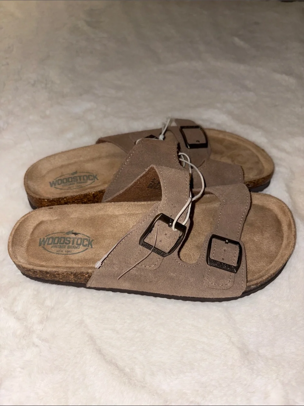 Woodstock Suede Sandals Neutral Taupe  Size: 6 unisex